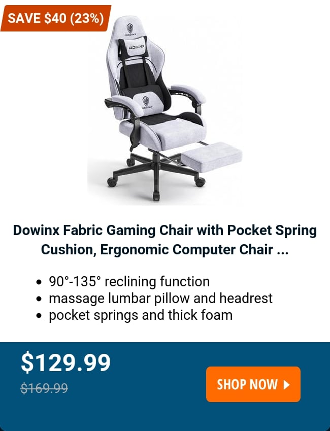 Dowinx Fabric Gaming Chair with Pocket Spring Cushion, Ergonomic Computer Chair ...