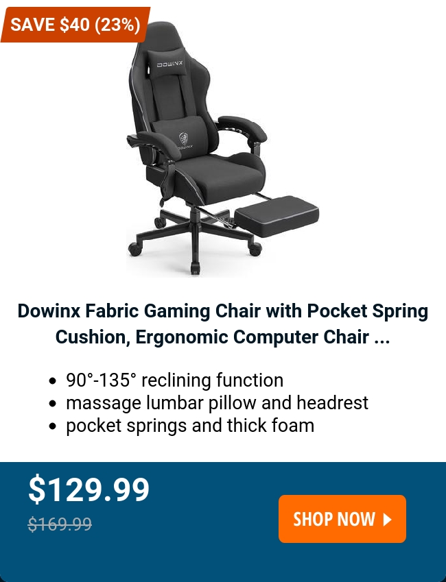 Dowinx Fabric Gaming Chair with Pocket Spring Cushion, Ergonomic Computer Chair ...