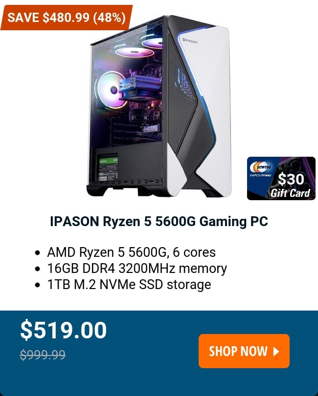 IPASON Ryzen 5 5600G Gaming PC 