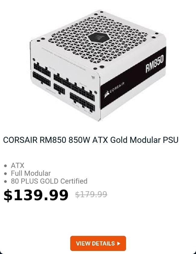 CORSAIR RM850 850W ATX Gold Modular PSU 