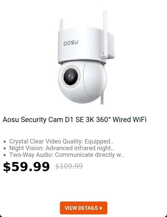 Aosu Security Cam D1 SE 3K 360° Wired WiFi 