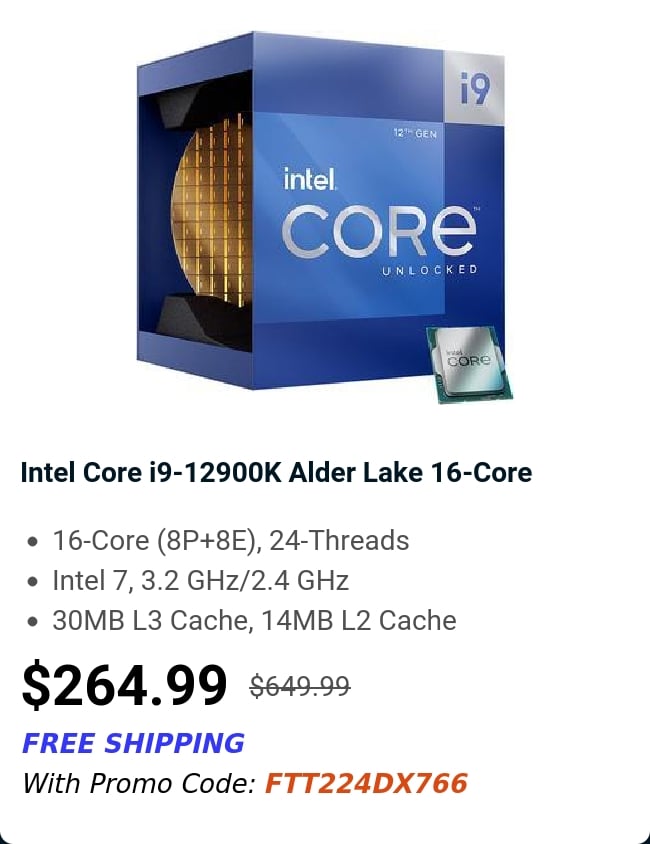 Intel Core i9-12900K Alder Lake 16-Core 