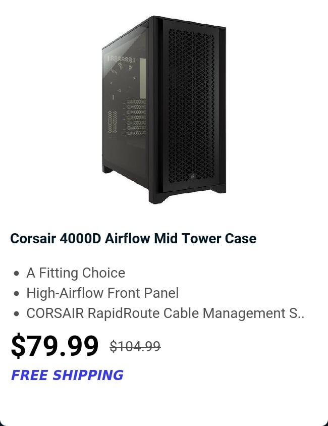 Corsair 4000D Airflow Mid Tower Case 