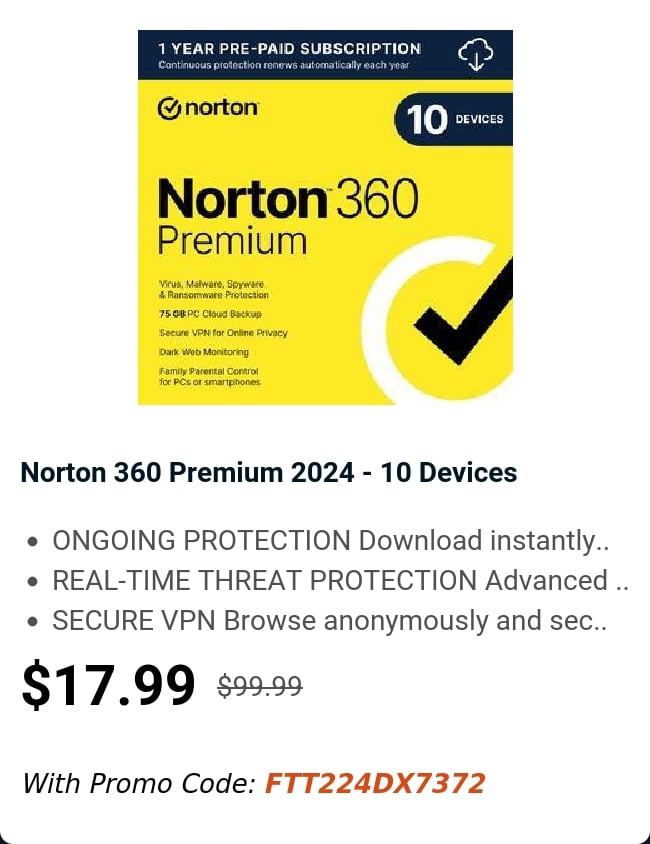 Norton 360 Premium 2024 - 10 Devices 