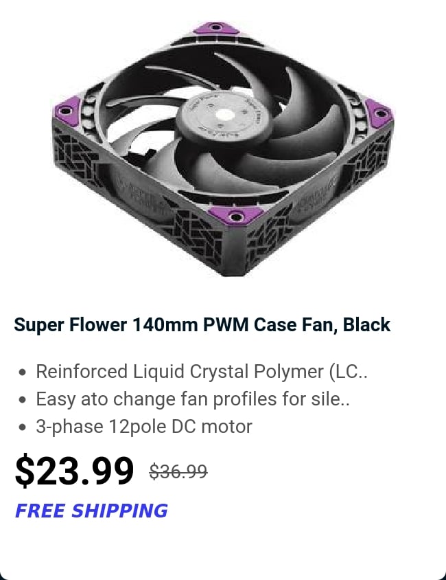 Super Flower 140mm PWM Case Fan, Black 