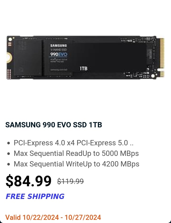 SAMSUNG 990 EVO SSD 1TB 