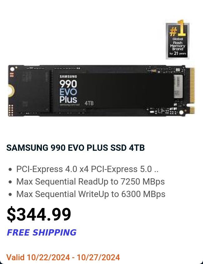 SAMSUNG 990 EVO PLUS SSD 4TB 