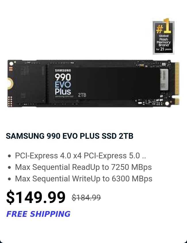 SAMSUNG 990 EVO PLUS SSD 2TB 