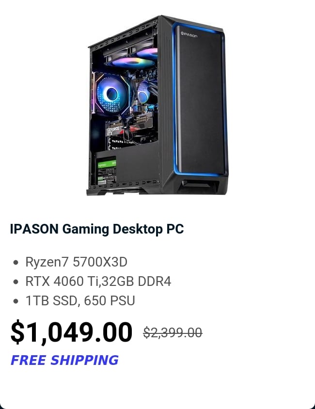 IPASON Gaming Desktop PC 