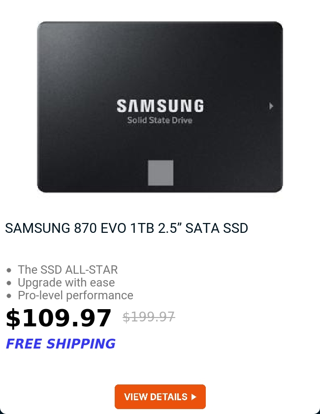 SAMSUNG 870 EVO 1TB 2.5” SATA SSD 