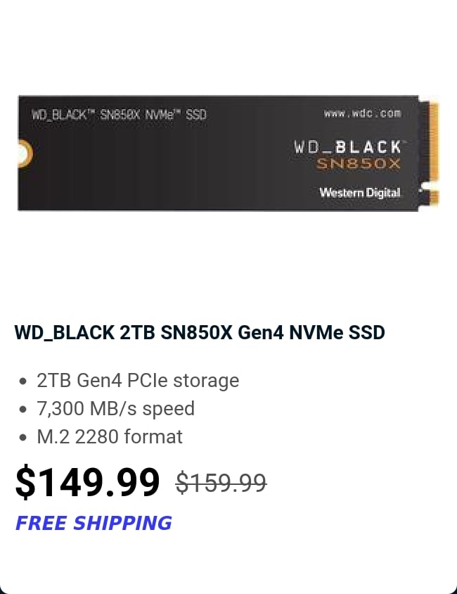 WD_BLACK 2TB SN850X Gen4 NVMe SSD