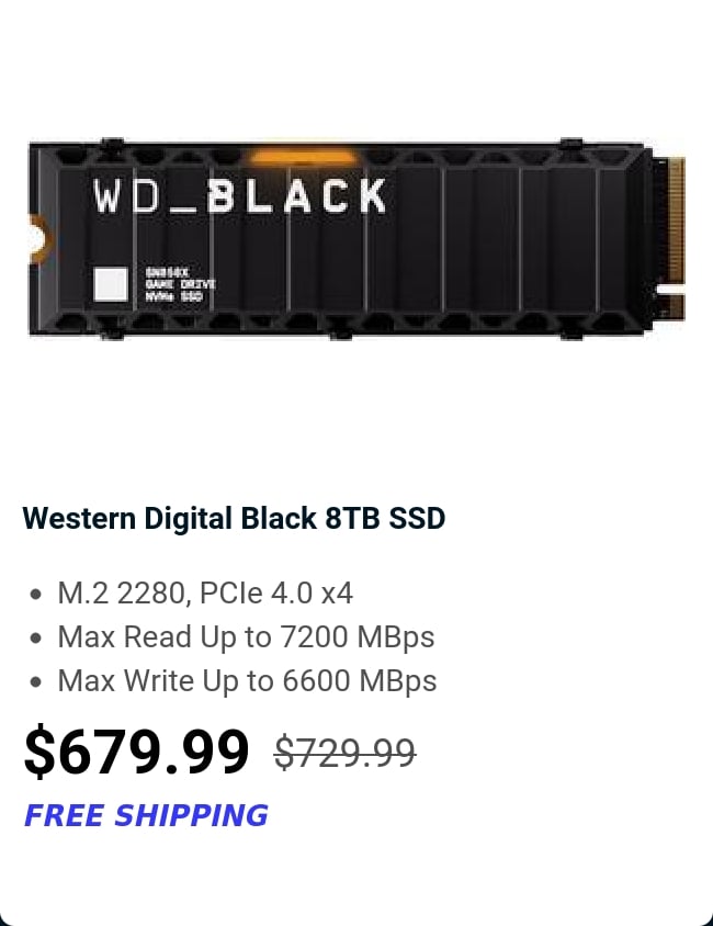 Western Digital Black 8TB SSD