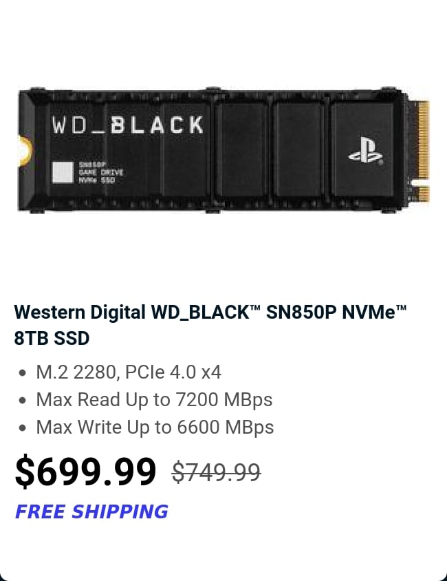 Western Digital WD_BLACK™ SN850P NVMe™ 8TB SSD