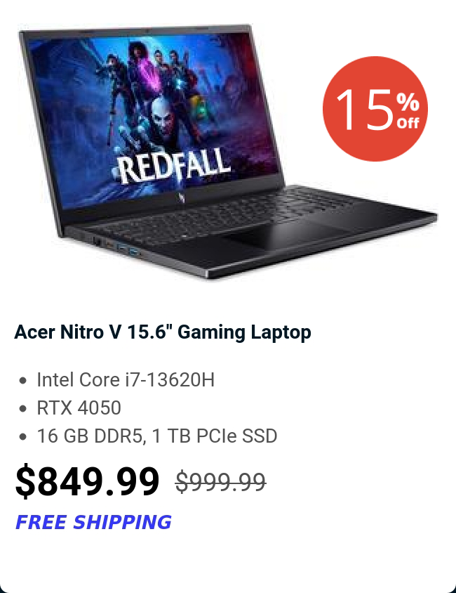 Acer Nitro V 15.6'' Gaming Laptop 