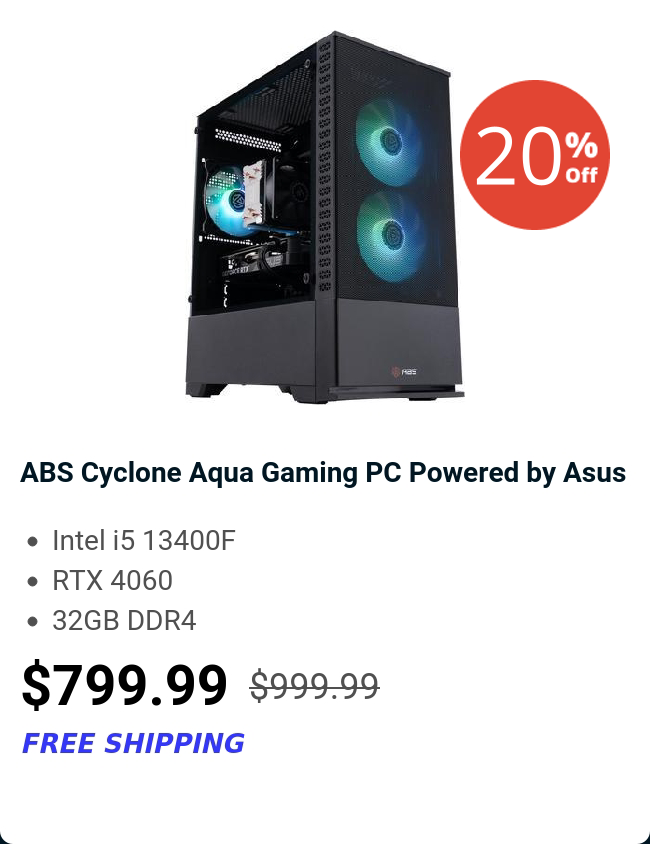 ABS Cyclone Aqua Gaming PC Powered by Asus 