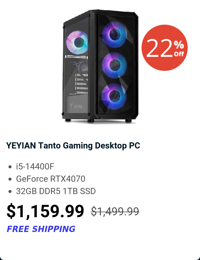 YEYIAN Tanto Gaming Desktop PC 