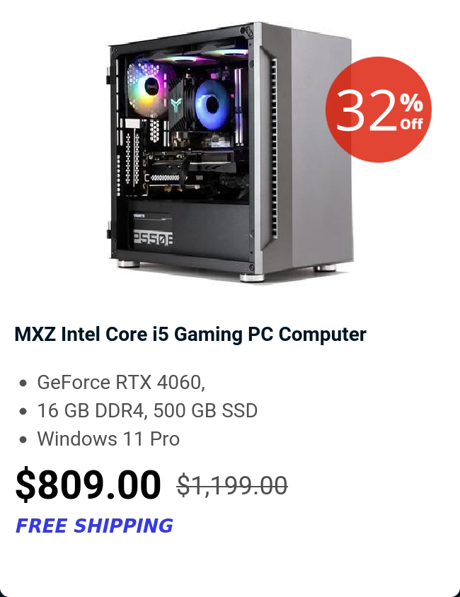 MXZ  Intel Core i5 Gaming PC Computer 