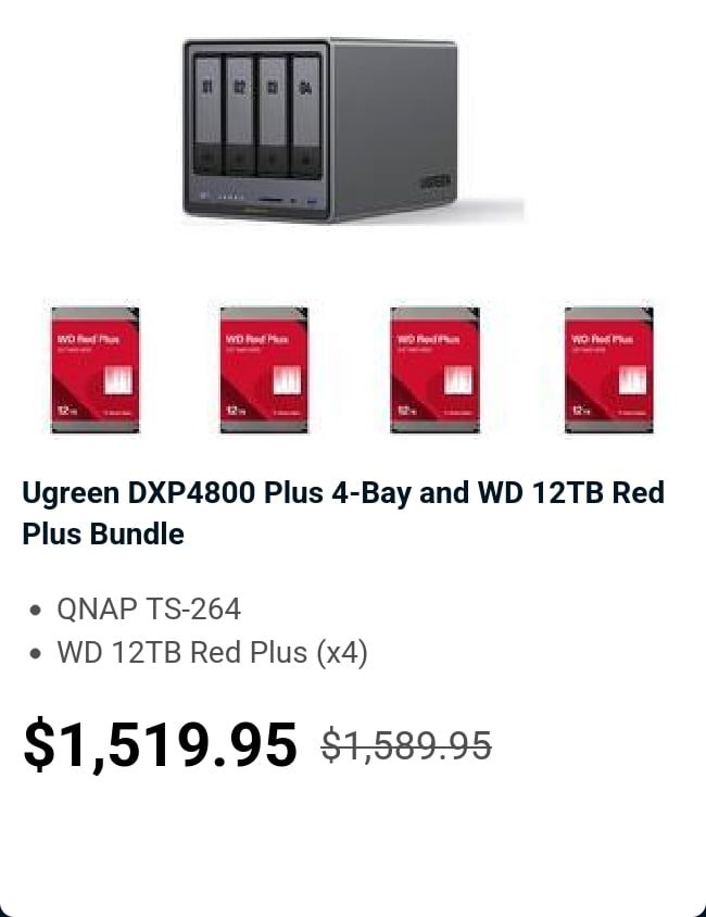 Ugreen DXP4800 Plus 4-Bay and WD 12TB Red Plus Bundle 