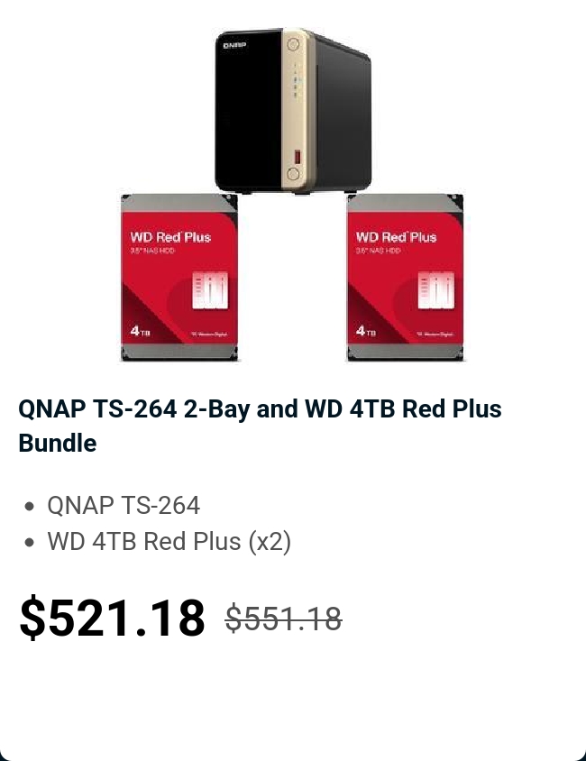QNAP TS-264 2-Bay and WD 4TB Red Plus Bundle 