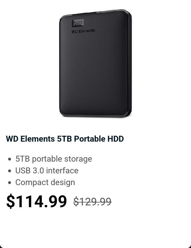 WD Elements 5TB Portable HDD 