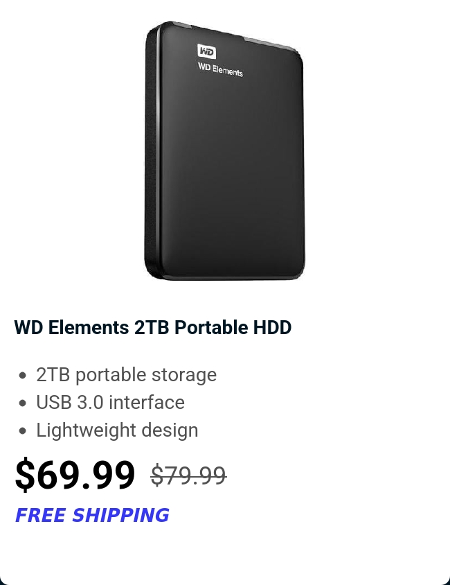 WD Elements 2TB Portable HDD 
