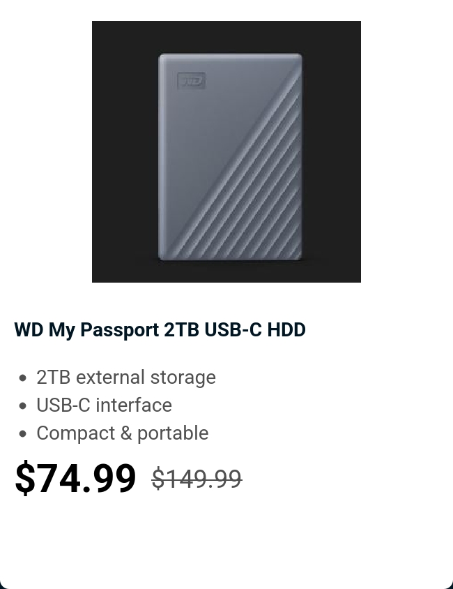 WD My Passport 2TB USB-C HDD 