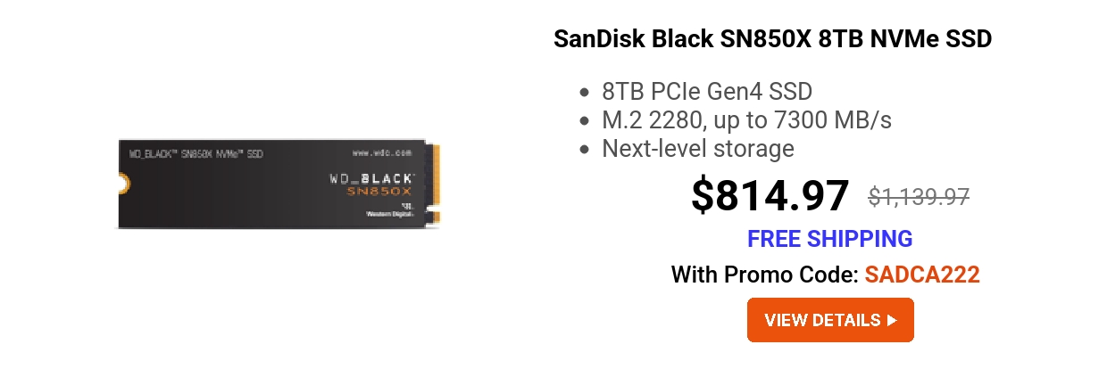 SanDisk Black SN850X 8TB NVMe SSD 