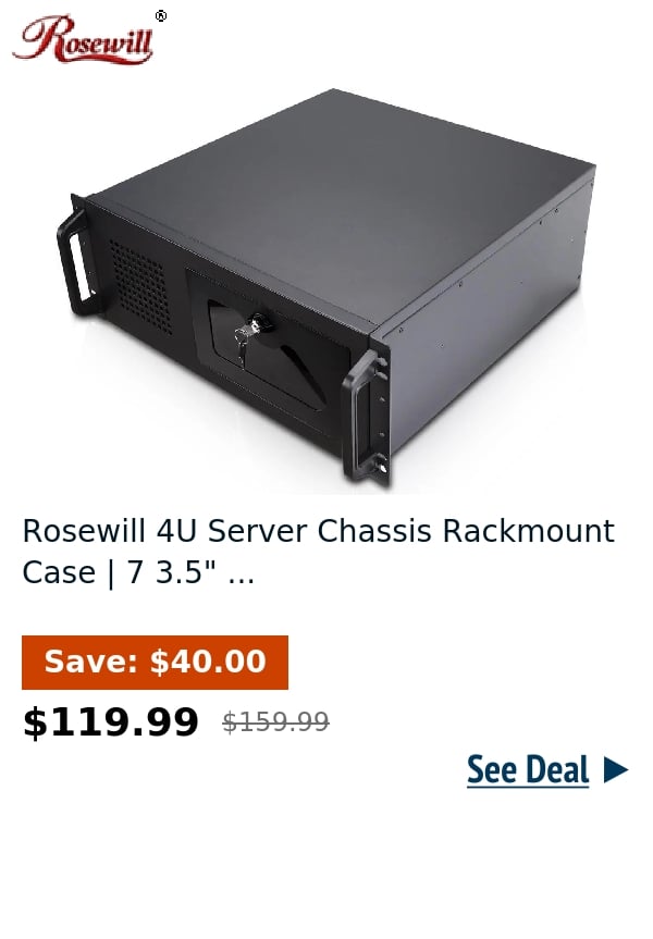 Rosewill 4U Server Chassis Rackmount Case | 7 3.5