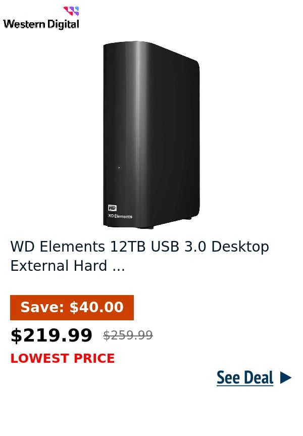 WD Elements 12TB USB 3.0 Desktop External Hard ...