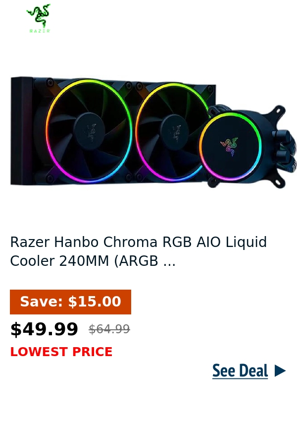 Razer Hanbo Chroma RGB AIO Liquid Cooler 240MM (ARGB ...