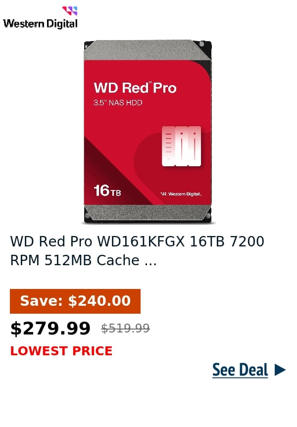 WD Red Pro WD161KFGX 16TB 7200 RPM 512MB Cache ...