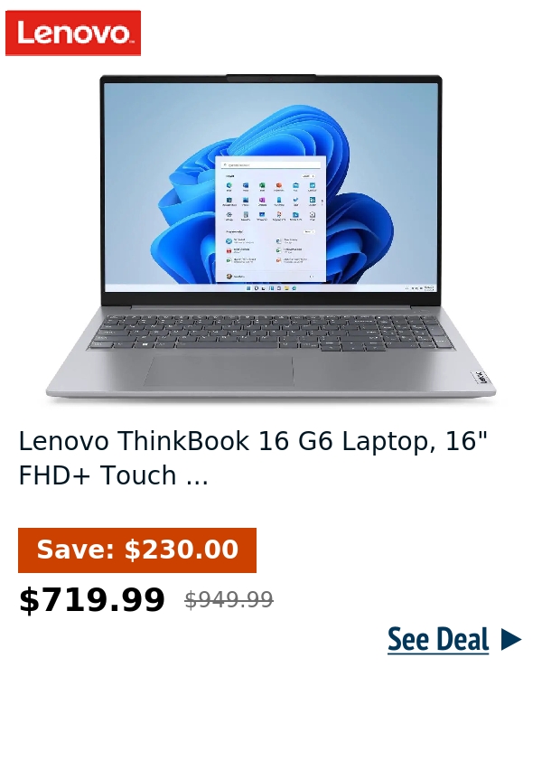 Lenovo ThinkBook 16 G6 Laptop, 16