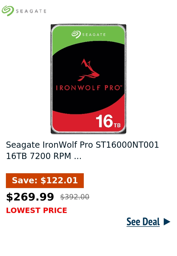 Seagate IronWolf Pro ST16000NT001 16TB 7200 RPM ...