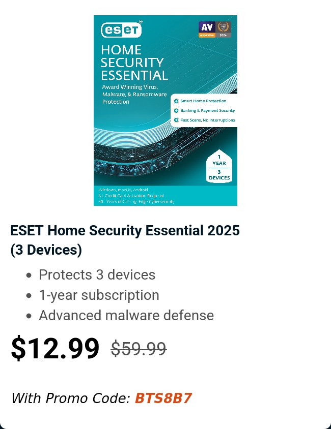 ESET Home Security Essential 2025 <br> (3 Devices)