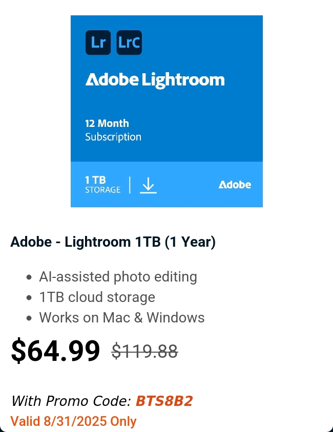 Adobe - Lightroom 1TB (1 Year)