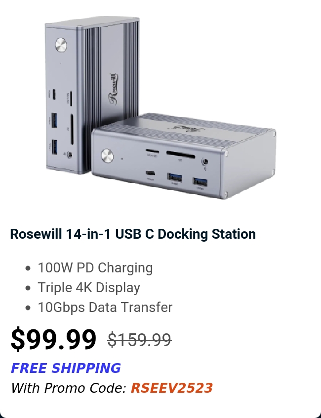 Rosewill 14-in-1 USB C Docking Station