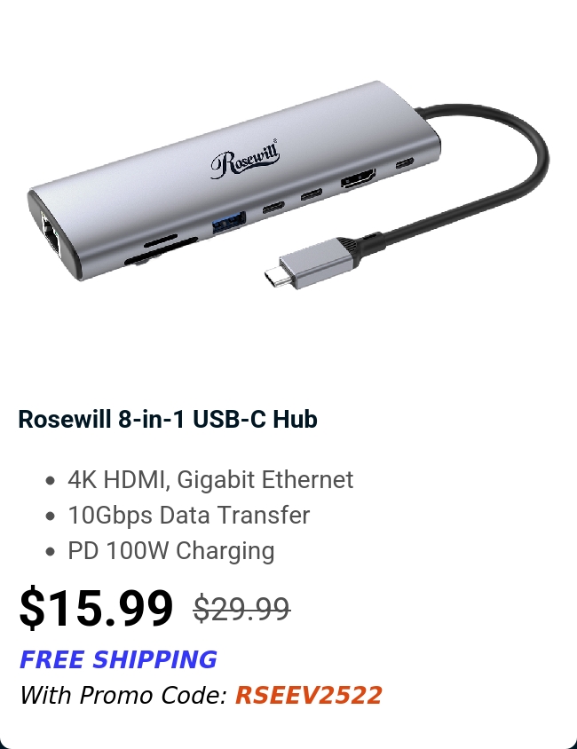 Rosewill 8-in-1 USB-C Hub