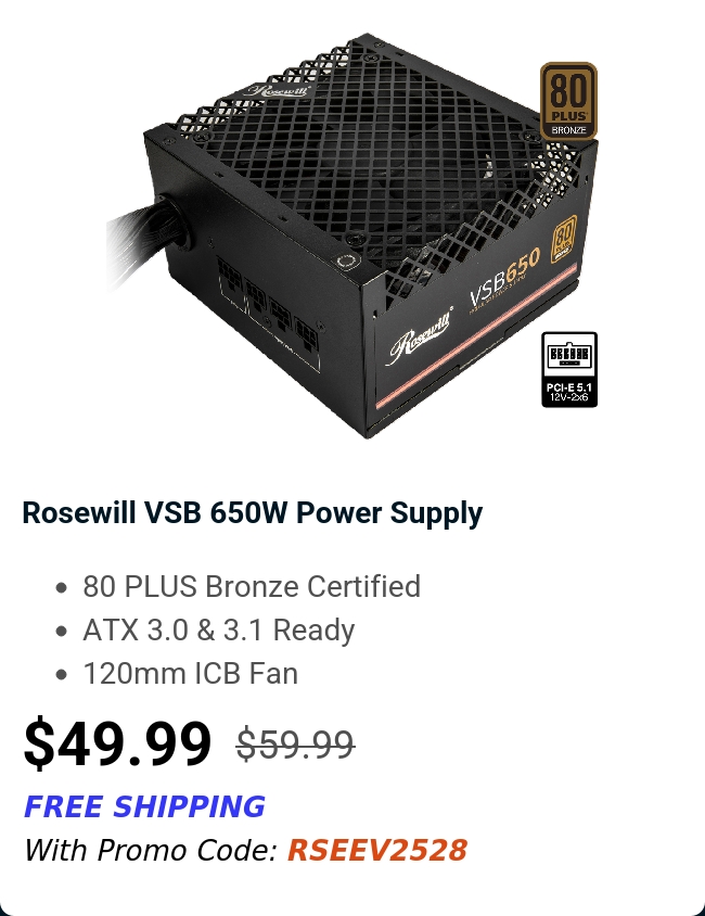 Rosewill VSB 650W Power Supply