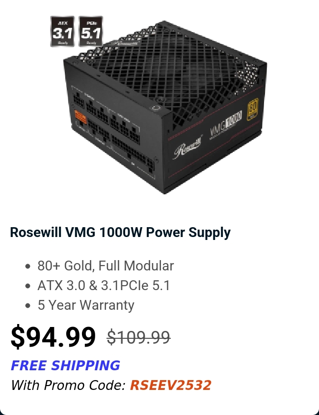 Rosewill VMG 1000W Power Supply