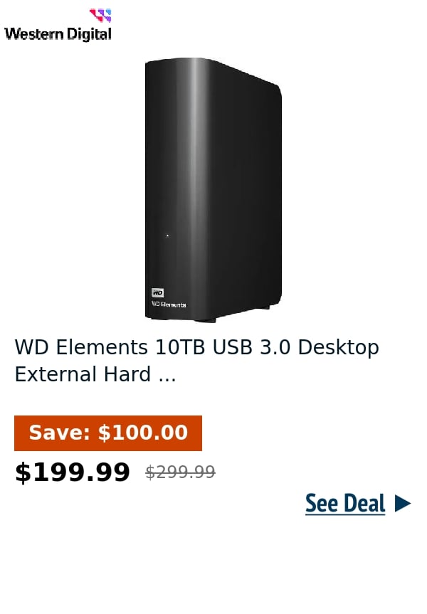 WD Elements 10TB USB 3.0 Desktop External Hard ...