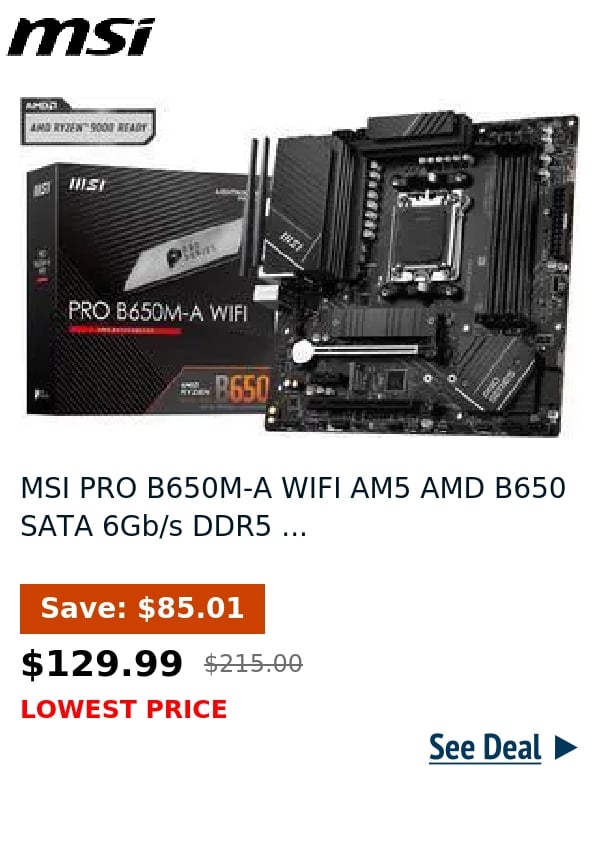 MSI PRO B650M-A WIFI AM5 AMD B650 SATA 6Gb/s DDR5 ...
