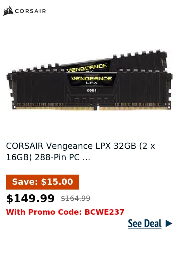 CORSAIR Vengeance LPX 32GB (2 x 16GB) 288-Pin PC ...