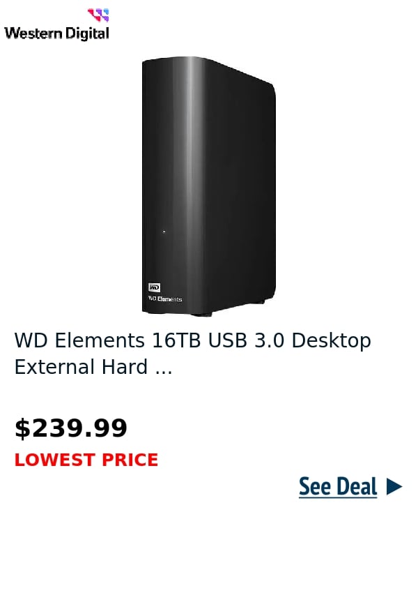WD Elements 16TB USB 3.0 Desktop External Hard ...