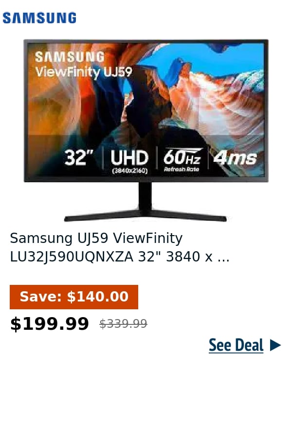 Samsung UJ59 ViewFinity LU32J590UQNXZA 32
