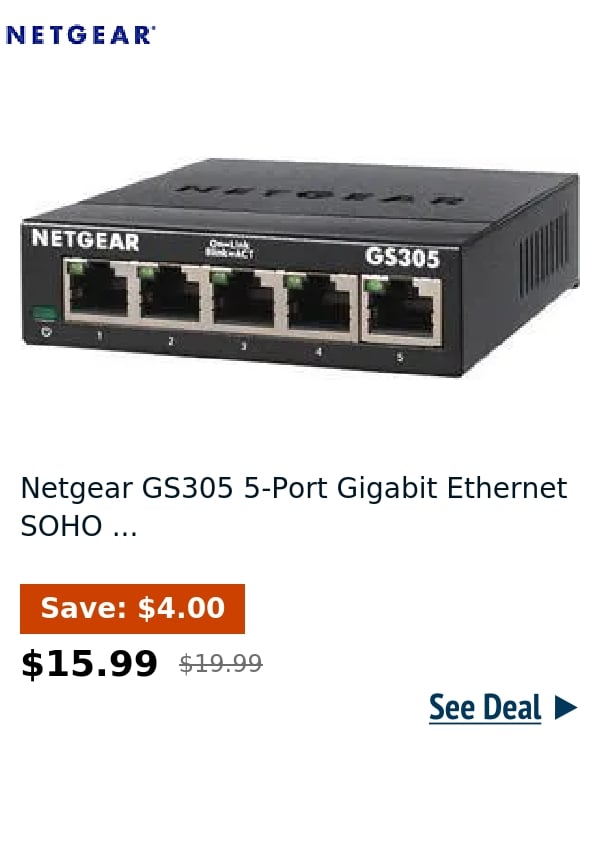 Netgear GS305 5-Port Gigabit Ethernet SOHO ...