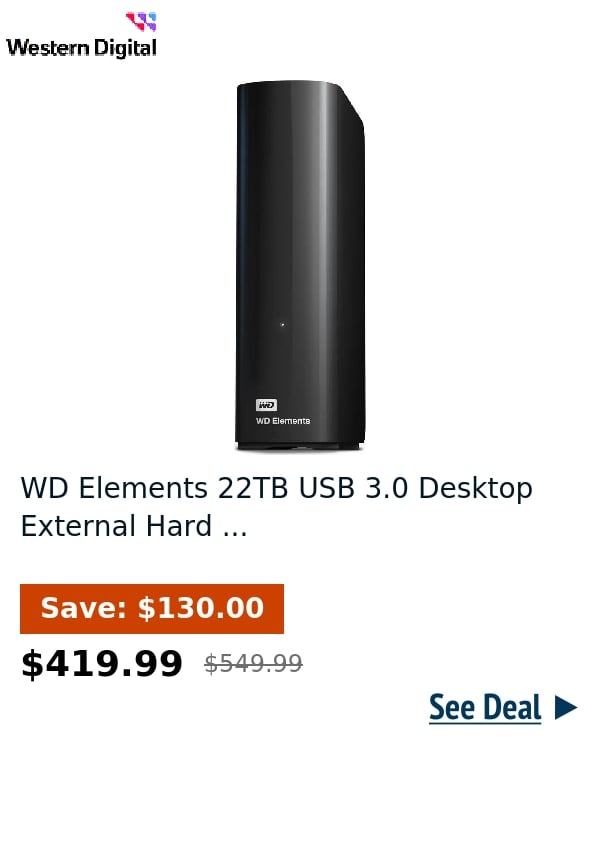 WD Elements 22TB USB 3.0 Desktop External Hard ...