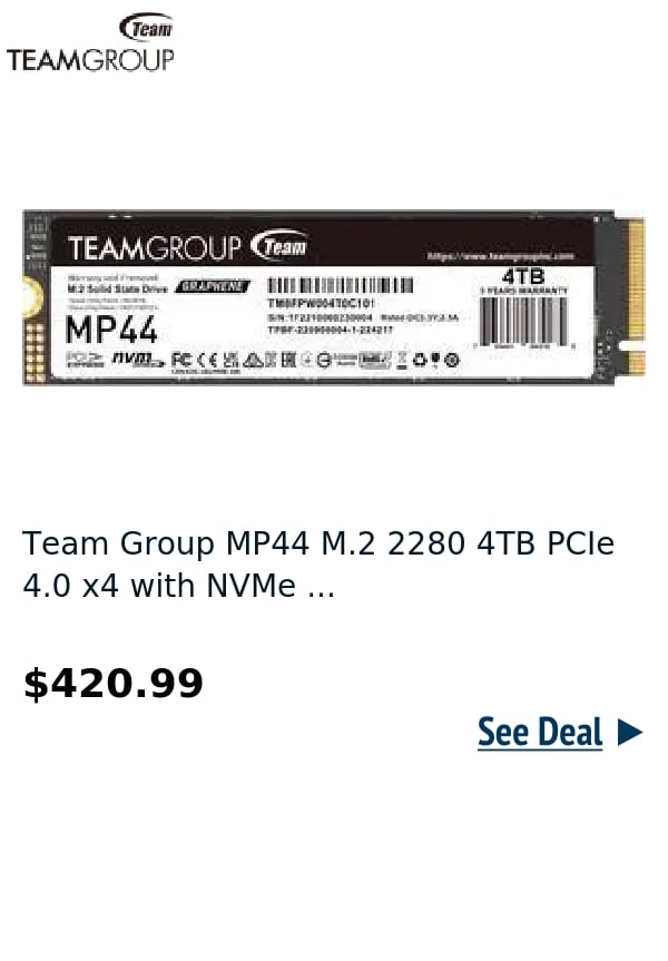 Team Group MP44 M.2 2280 4TB PCIe 4.0 x4 with NVMe ...