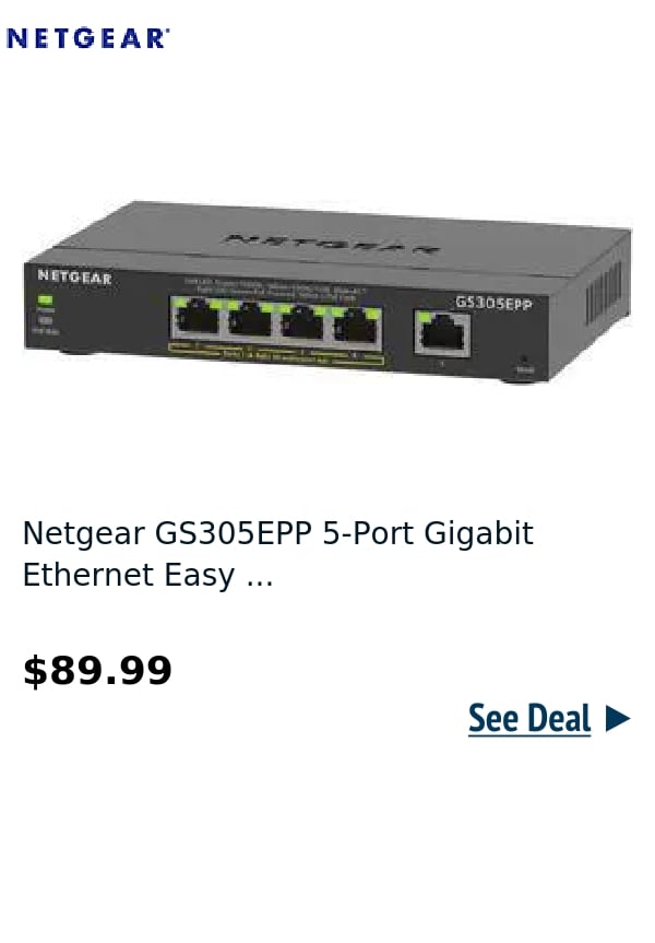Netgear GS305EPP 5-Port Gigabit Ethernet Easy ...