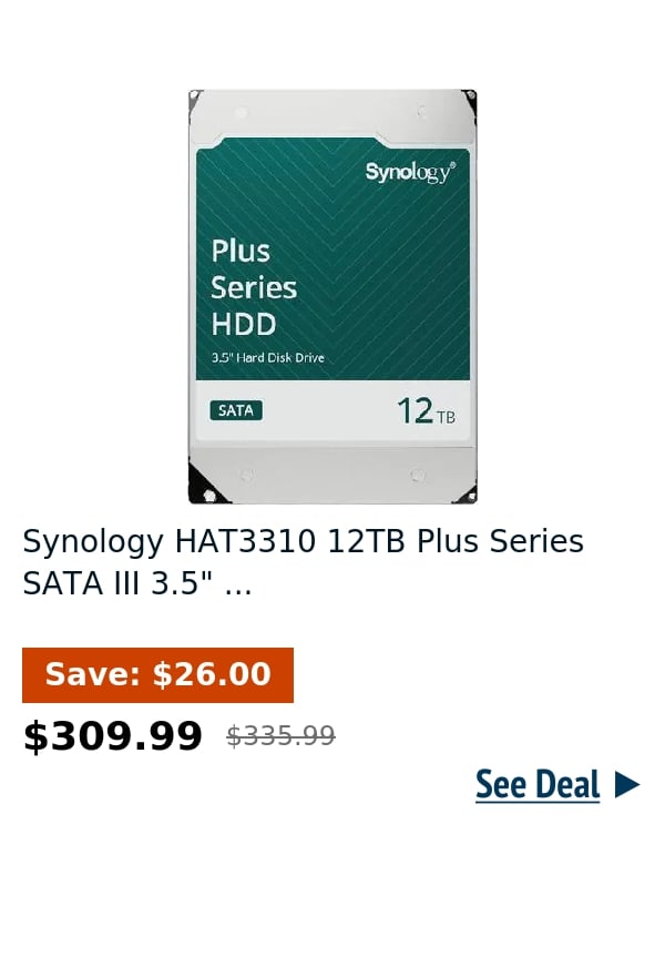 Synology HAT3310 12TB Plus Series SATA III 3.5