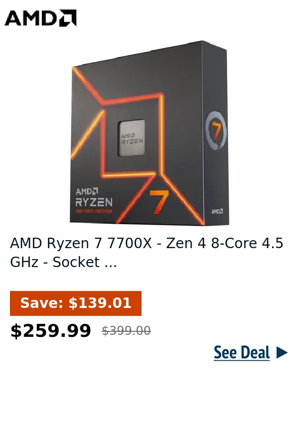 AMD Ryzen 7 7700X - Zen 4 8-Core 4.5 GHz - Socket ...